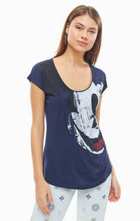 Синяя футболка с принтом Desigual
