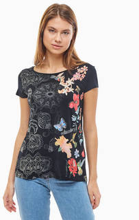 Футболка из вискозы с ярким принтом Desigual