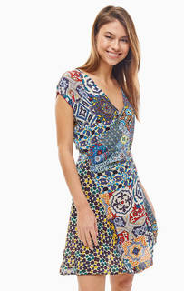 Разноцветное платье с расклешенной юбкой Desigual