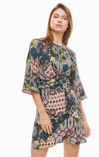 Короткое разноцветное платье из вискозы Desigual