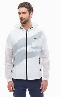 Белая ветровка с капюшоном Lacoste