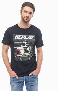 Хлопковая футболка с круглым вырезом Replay
