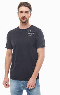 Черная хлопковая футболка с оригинальным декором Replay