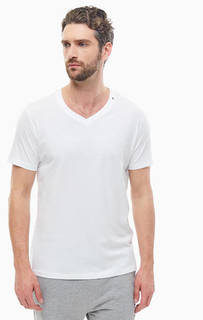 Однотонная хлопковая футболка с треугольным вырезом Replay