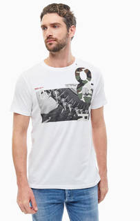 Белая хлопковая футболка с короткими рукавами Replay