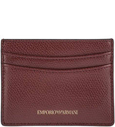 Бордовая визитница с одним отделом Emporio Armani