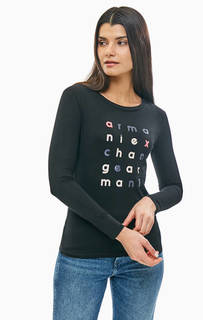 Черная хлопковая футболка с принтом Armani Exchange