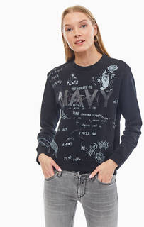 Хлопковый свитшот с принтом и вышивкой Replay