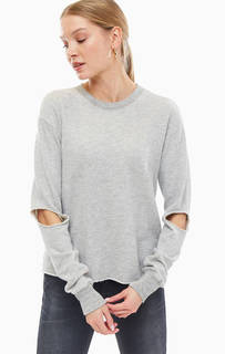 Хлопковый серый свитшот с рваными деталями Replay