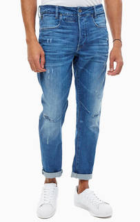Синие джинсы с заломами и потертостями D-Staq G Star RAW