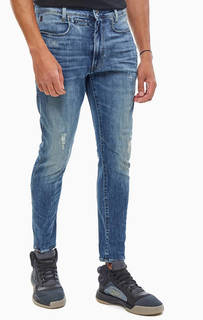 Зауженные джинсы с заломами и потертостями D-Staq G Star RAW