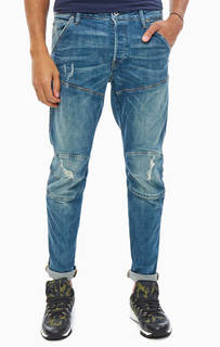 Синие джинсы с заломами и потертостями 5620 G Star RAW