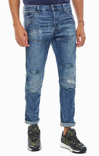 Синие джинсы с заломами и потертостями 5620 G Star RAW