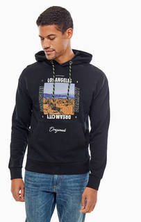Черная толстовка из хлопка с принтом Jack & Jones