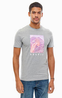 Серая футболка из хлопка с принтом Jack & Jones