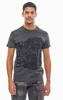Серая хлопковая футболка с принтом G Star RAW