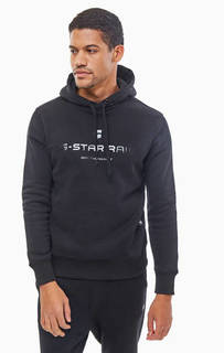 Черная толстовка с глянцевым принтом G Star RAW