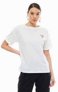 Белая хлопковая футболка с принтом Patrizia Pepe