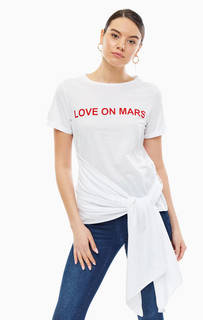 Белая хлопковая футболка с принтом Patrizia Pepe