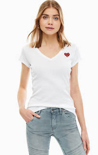 Белая футболка из хлопка с треугольным вырезом G Star RAW