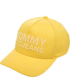 Желтая хлопковая бейсболка с нашивками Tommy Jeans