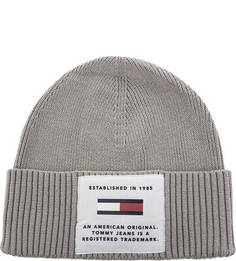 Серая хлопковая шапка с нашивкой Tommy Jeans