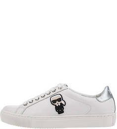 Белые кожаные кеды с нашивками Karl Lagerfeld