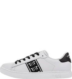 Кожаные кеды с монограммой бренда Trussardi Jeans