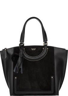 Черная замшевая сумка с вставками из гладкой кожи Tosca BLU