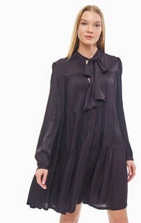 Черное платье средней длины с расклешенной юбкой Replay