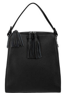 Черный кожаный рюкзак с одним отделом на молнии Tosca BLU