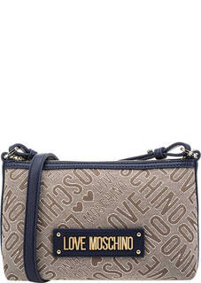 Маленькая текстильная сумка на молнии Love Moschino