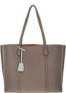 Вместительная кожаная сумка с брелоком Tory Burch