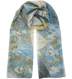 Синий шелковый палантин Eleganzza