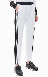 Белые хлопковые брюки с декором из пайеток Liu Jo Sport