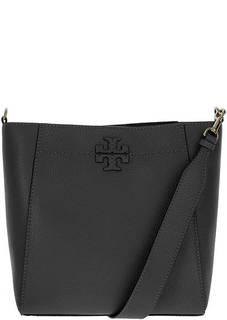 Кожаная черная сумка с одним отделом Tory Burch