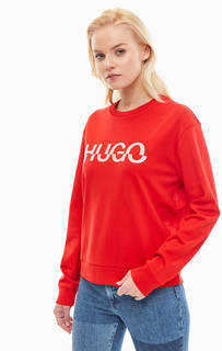 Хлопковый свитшот с декоративным принтом Hugo Boss