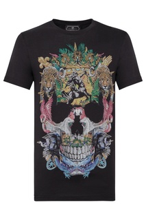 Черная футболка с принтом и стразами Philipp Plein