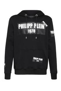 Черное худи с логотипами Philipp Plein