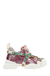 Розовые кроссовки Flashtrek со съемными кристаллами Gucci