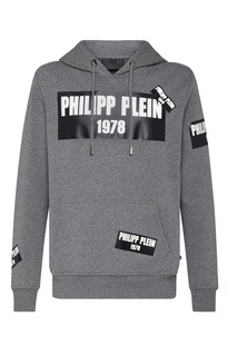 Серое худи с логотипами Philipp Plein
