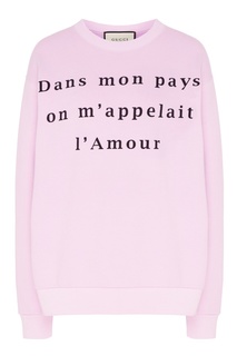 Розовый свитшот с надписью на французском Gucci
