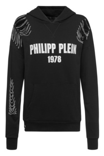 Черное худи с цепочной отделкой Philipp Plein