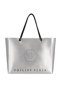 Серебристая сумка-тоут с логотипом Philipp Plein