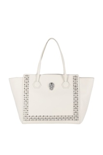 Белая кожаная сумка с отделкой Philipp Plein