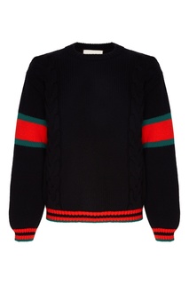 Черный джемпер с контрастными полосками Gucci Man