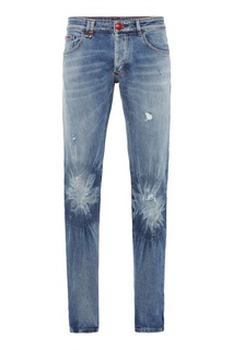 Голубые джинсы с отделкой Philipp Plein