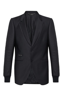 Черный пиджак с фактурной отделкой Philipp Plein