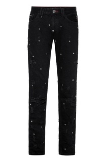 Черные джинсы с фигурными заклепками Philipp Plein