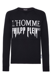 Черный джемпер с контрастной отделкой Philipp Plein